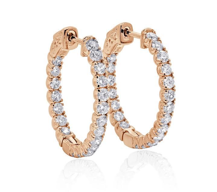 The Emmett Inside Outside Round Brilliant Cut Diamond Hoops Earring 14K Gold - Image 7