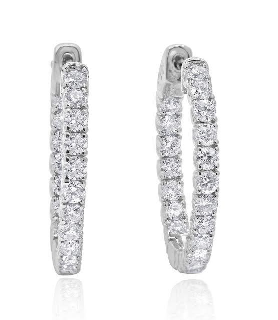 The Emmett Inside Outside Round Brilliant Cut Diamond Hoops Earring 14K Gold - Image 8