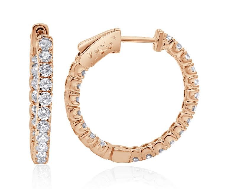 The Emmett Inside Outside Round Brilliant Cut Diamond Hoops Earring 14K Gold - Image 9