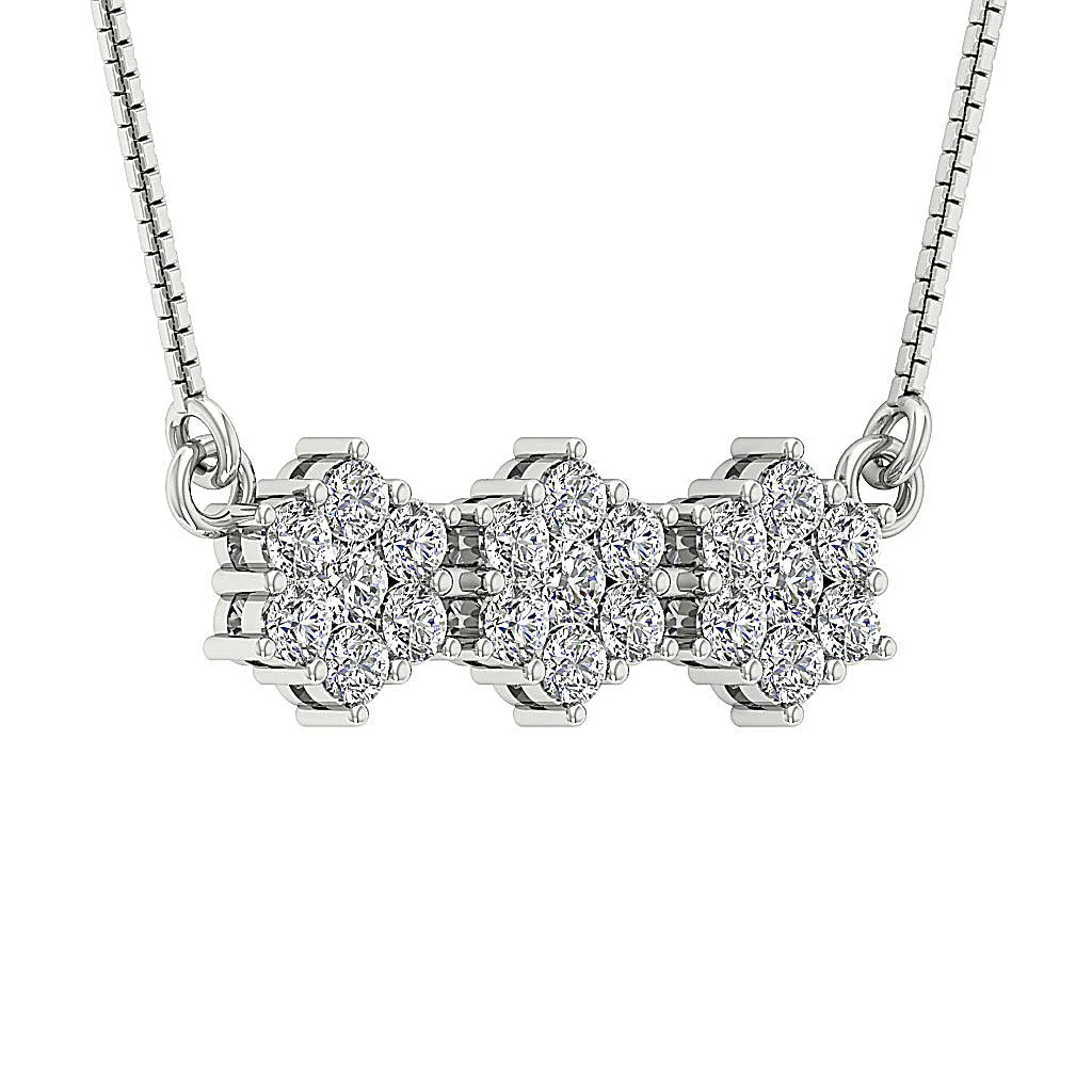 The Emmett Round Brilliant Cut Diamond 14k White Gold Fashion Pendant Necklace - Image 3