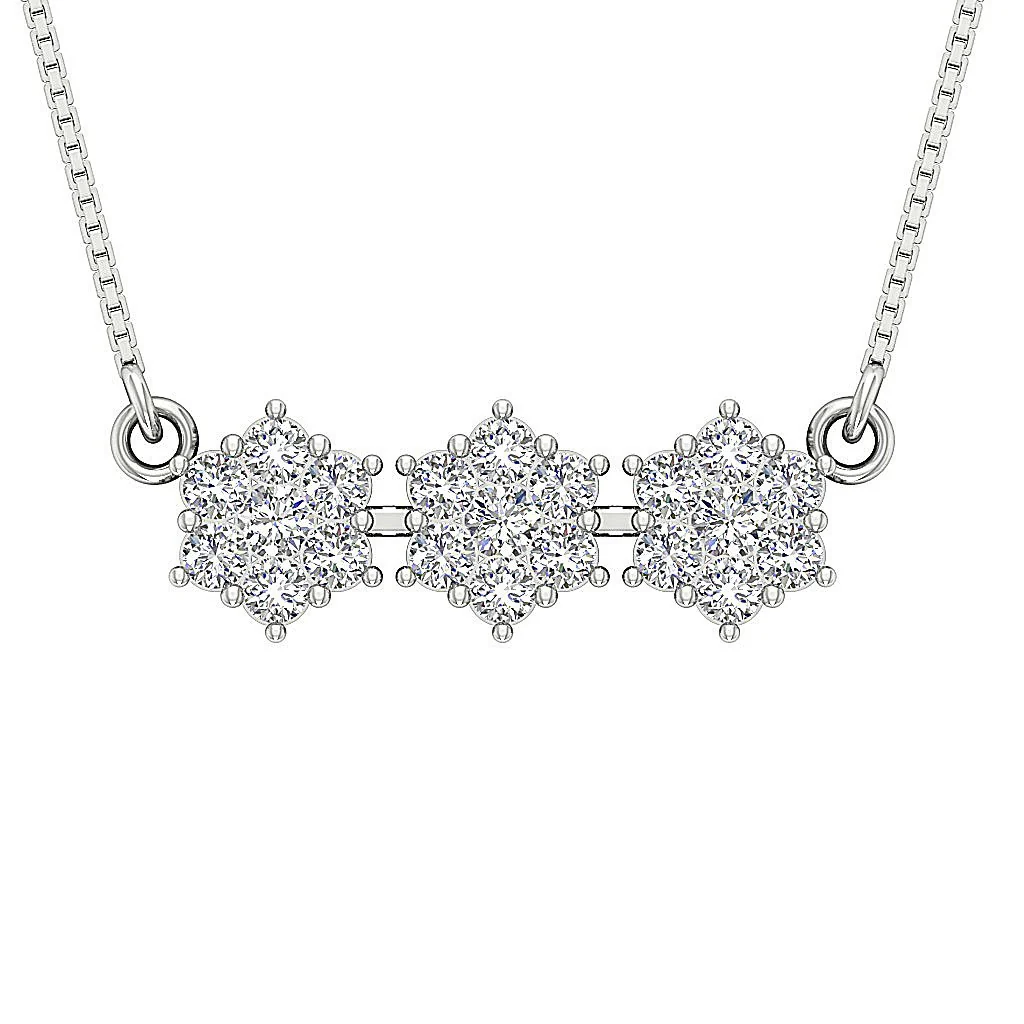 The Emmett Round Brilliant Cut Diamond 14k White Gold Fashion Pendant Necklace - Image 4