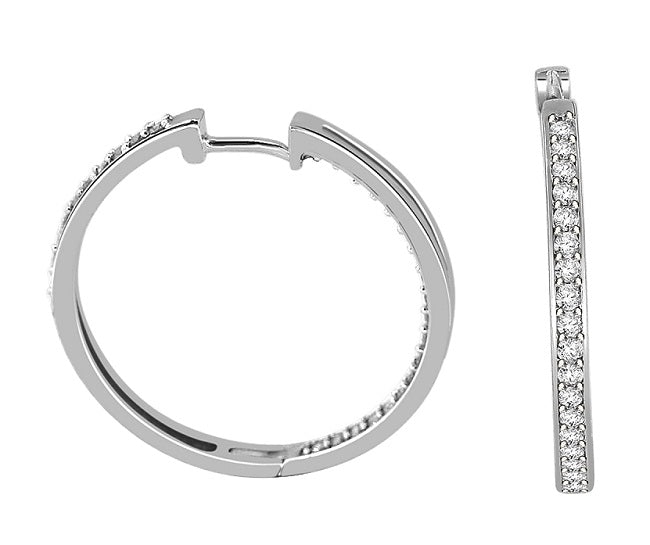 The Enzo Genuine Diamond 1.50 Carat In Outside Hoops Earring 14K Solid White Gold - Image 4