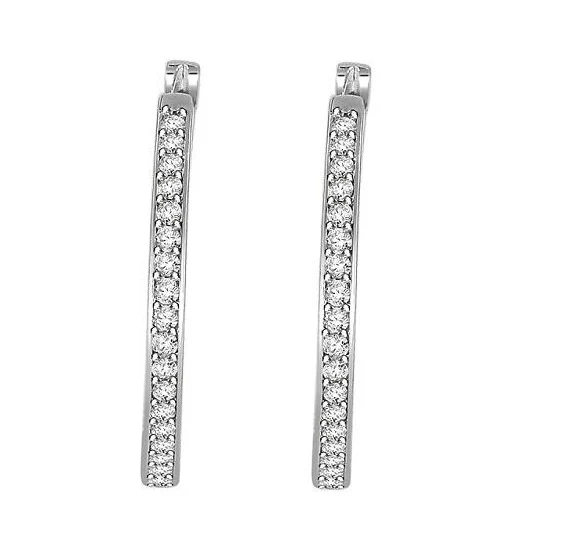 The Enzo Genuine Diamond 1.50 Carat In Outside Hoops Earring 14K Solid White Gold - Image 5