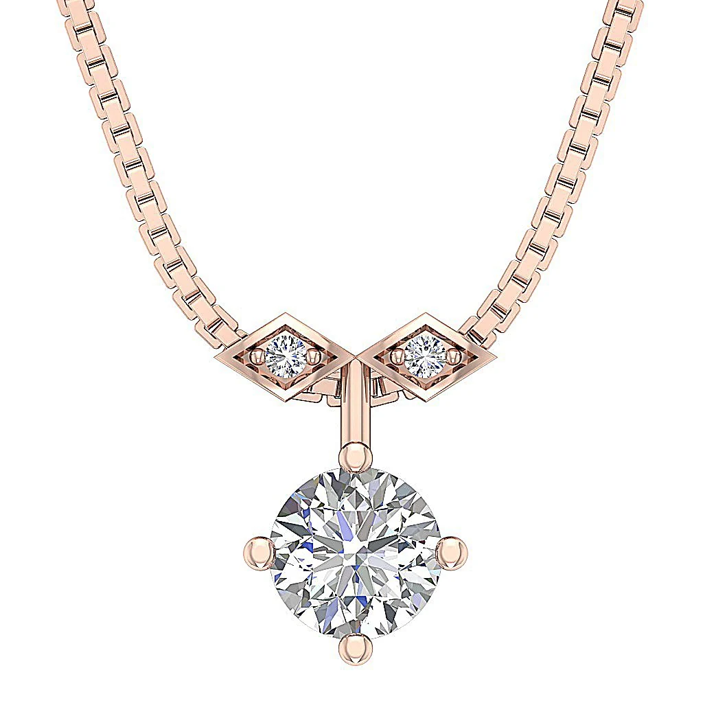 The Eric Natural Solitaire Diamond Fashion Pendant White Yellow Rose Gold - Image 3