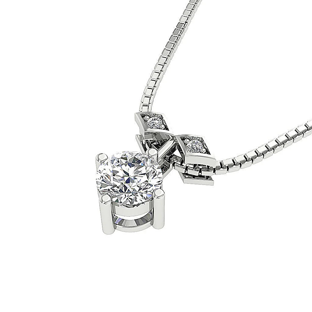 The Eric Natural Solitaire Diamond Fashion Pendant White Yellow Rose Gold - Image 4