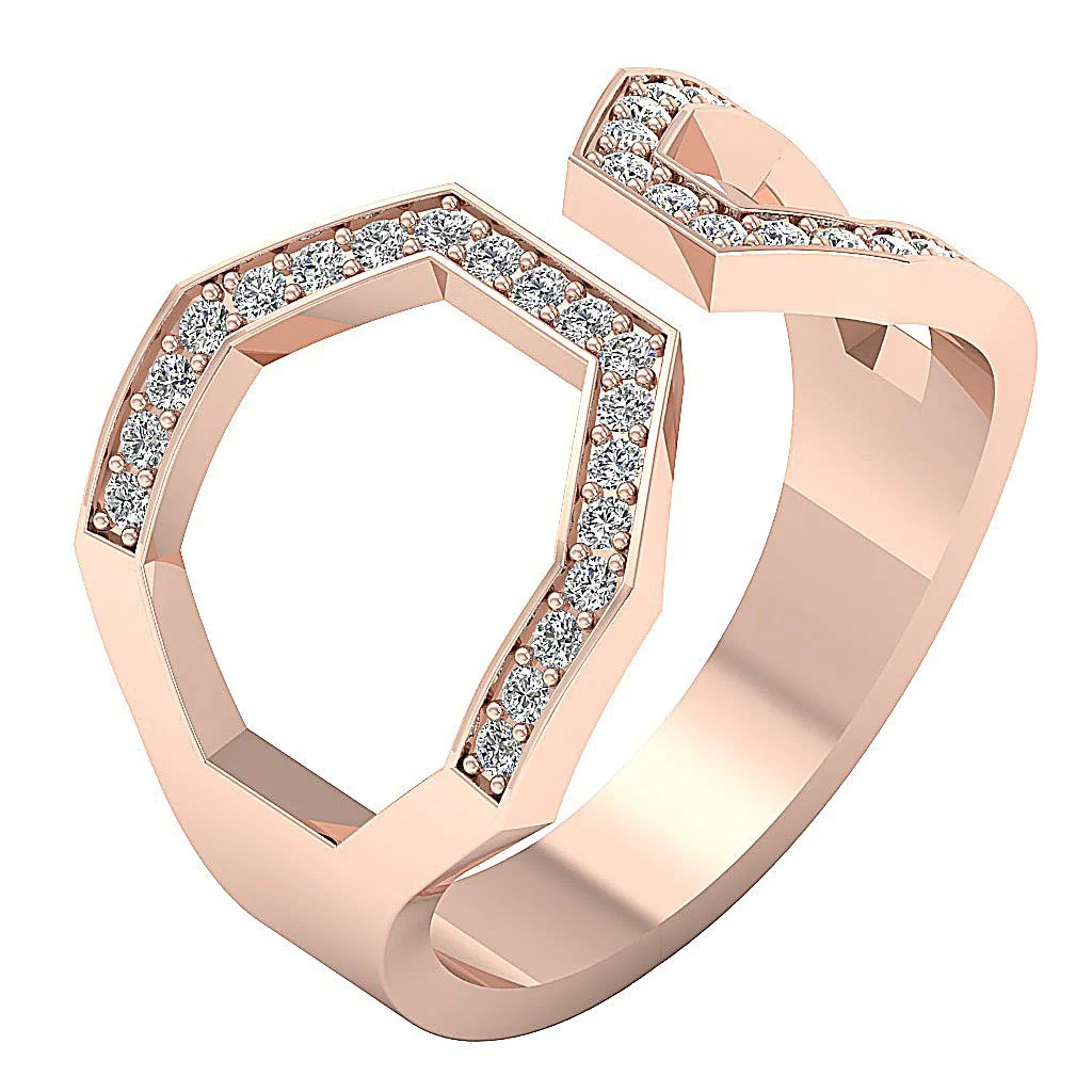 The Eric Open Fashion Anniversary Ring Rose Gold Round Cut Diamond Prong Set