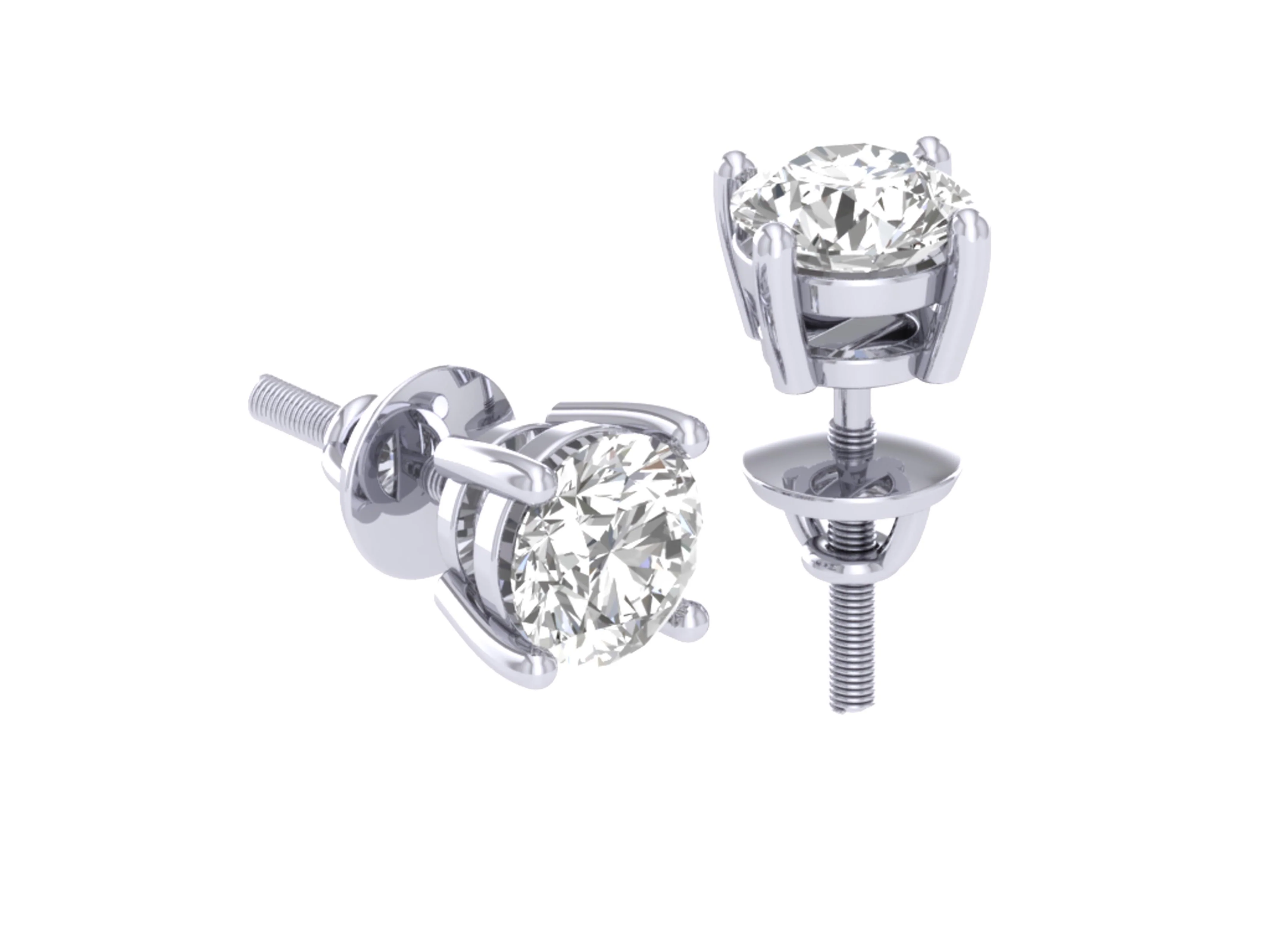 14K White Yellow Rose Gold I1 G 0.30Ct Natural Diamond Solitaire Stud Earring 4 Prong Set - Image 5