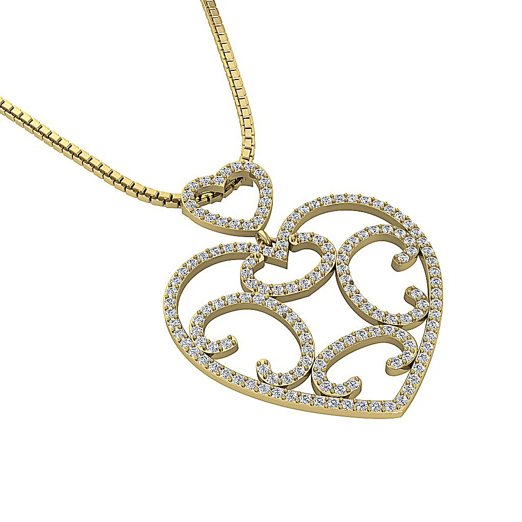 The Erick Unique and Attractive Natural Diamond Heart Pendant Prong Set 1.50 Inch - Image 11
