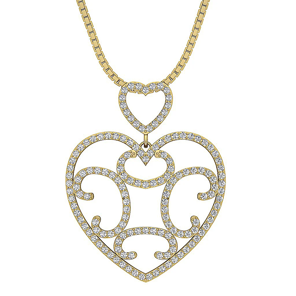 The Erick Unique and Attractive Natural Diamond Heart Pendant Prong Set 1.50 Inch - Image 2