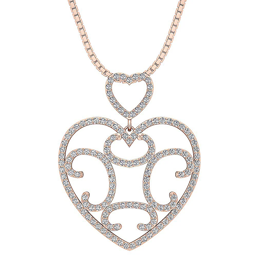The Erick Unique and Attractive Natural Diamond Heart Pendant Prong Set 1.50 Inch - Image 3
