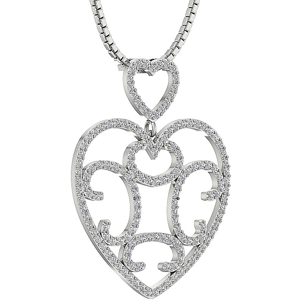 The Erick Unique and Attractive Natural Diamond Heart Pendant Prong Set 1.50 Inch - Image 4