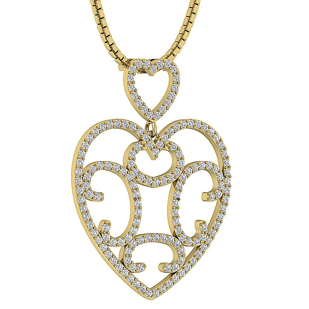 The Erick Unique and Attractive Natural Diamond Heart Pendant Prong Set 1.50 Inch - Image 5