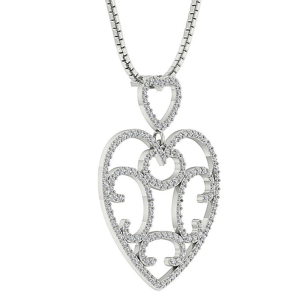The Erick Unique and Attractive Natural Diamond Heart Pendant Prong Set 1.50 Inch - Image 7