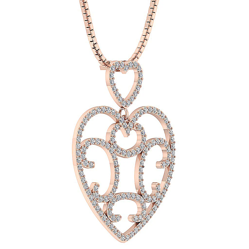 The Erick Unique and Attractive Natural Diamond Heart Pendant Prong Set 1.50 Inch - Image 9