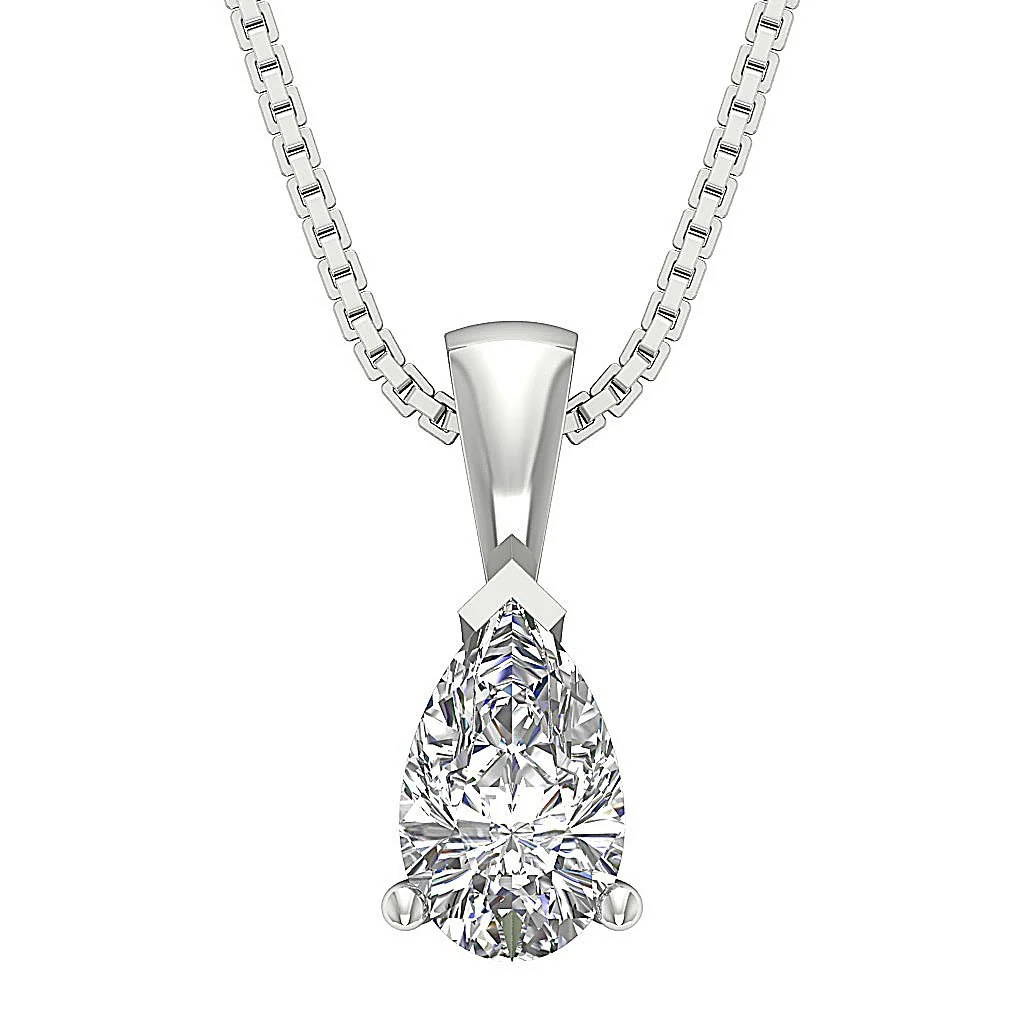 14k Rose Gold Martini 3 Prong Set I1 G 0.70Ct Pear Diamond Solitaire Pendant For Her - Image 3