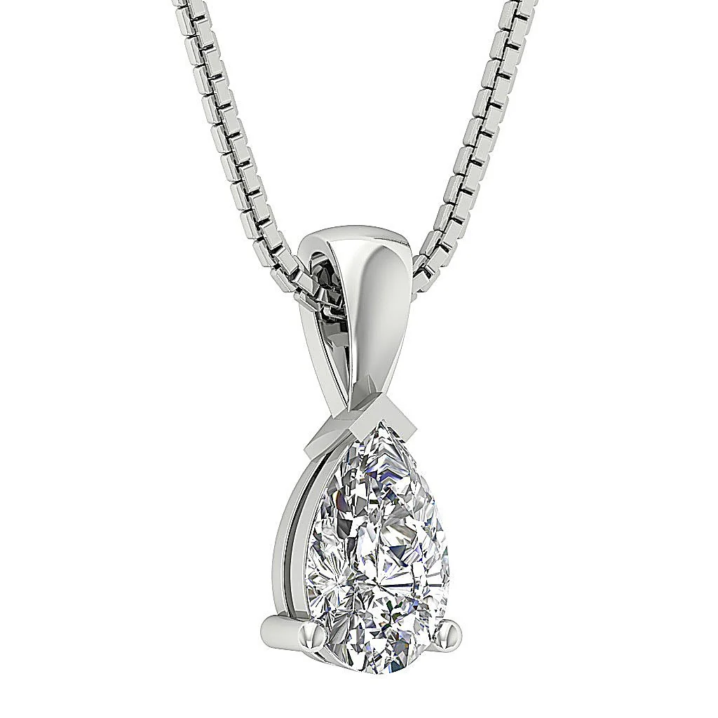 14k Rose Gold Martini 3 Prong Set I1 G 0.70Ct Pear Diamond Solitaire Pendant For Her - Image 5