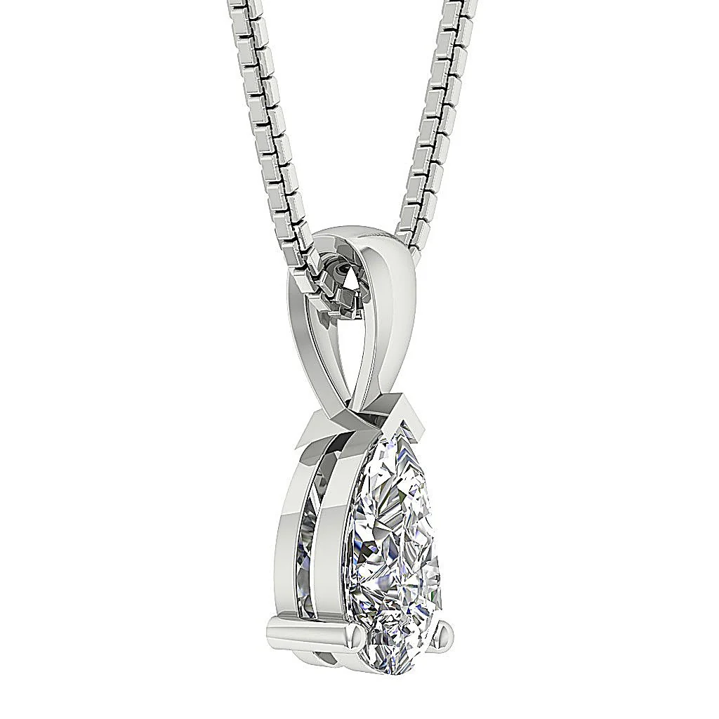 14k Rose Gold Martini 3 Prong Set I1 G 0.70Ct Pear Diamond Solitaire Pendant For Her - Image 6