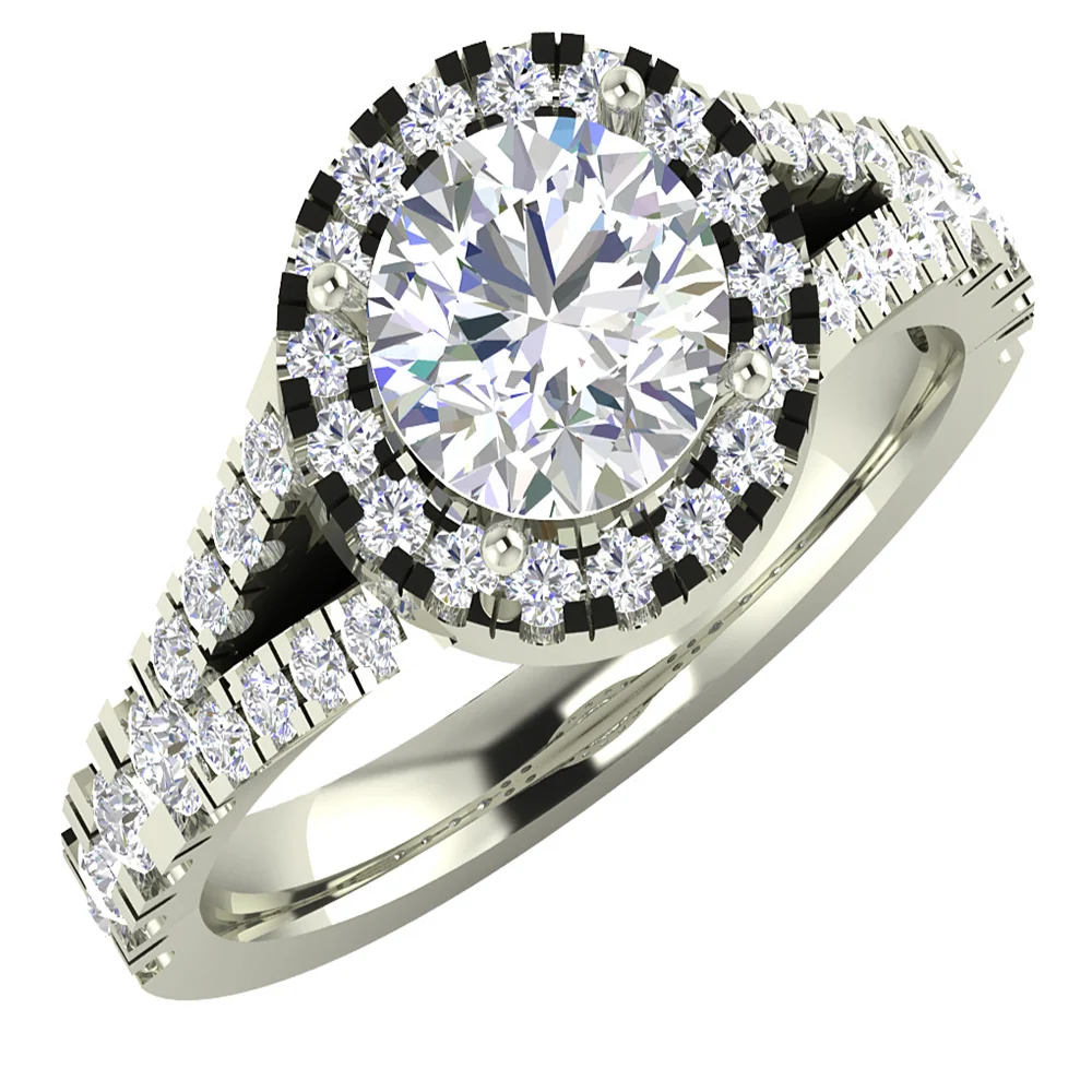 The Esteban Split Shank Round Diamond Halo Solitaire Engagement Ring 14K Rose Gold - Image 2