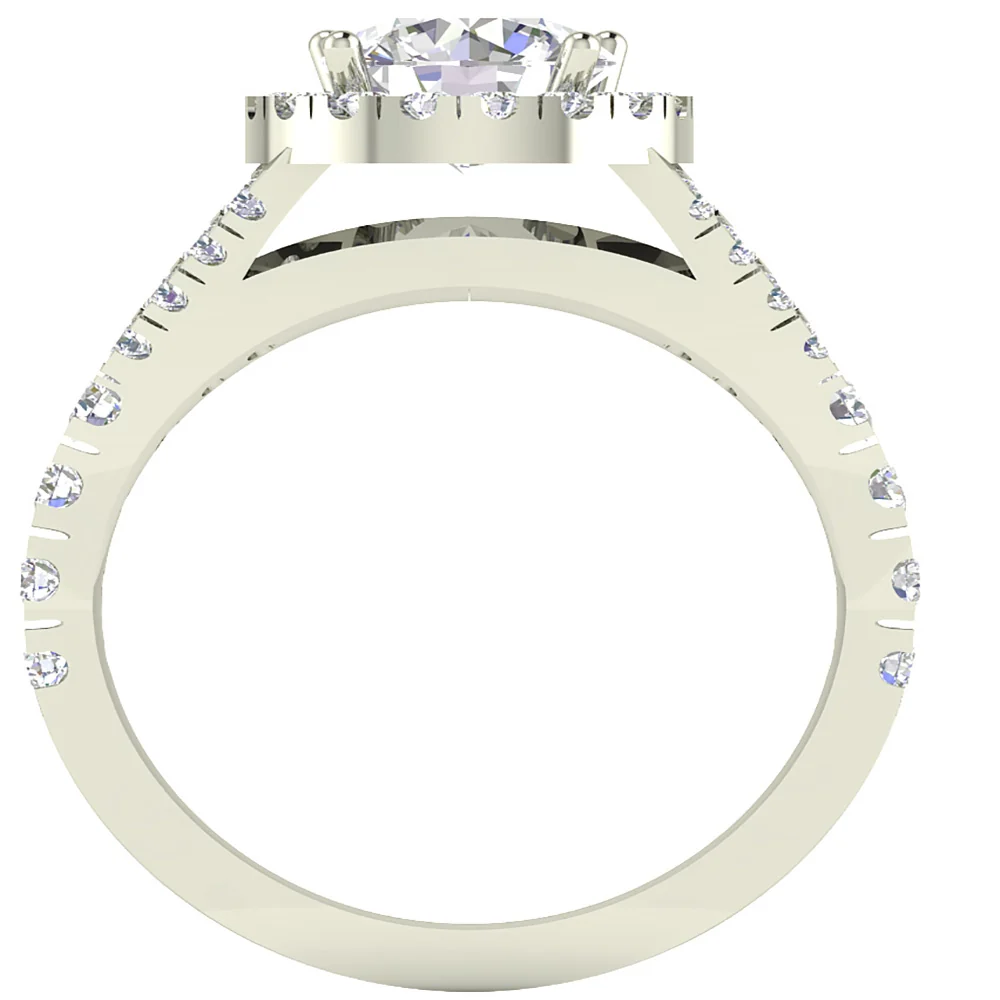 The Esteban Split Shank Round Diamond Halo Solitaire Engagement Ring 14K Rose Gold - Image 5