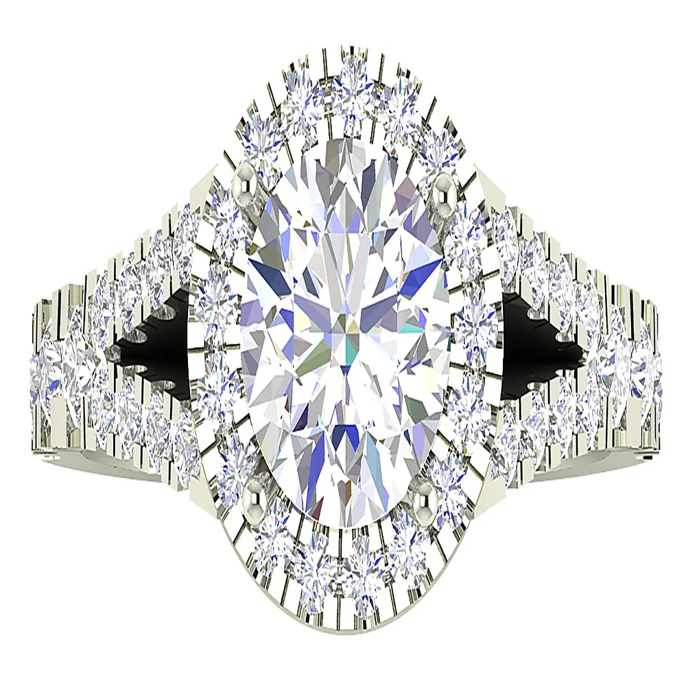 The Esteban Split Shank Round Diamond Halo Solitaire Engagement Ring 14K Rose Gold - Image 6