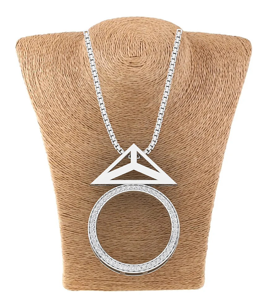 The Ethan Fashion Circle Pendant 14k Two-Tone Gold Natural Diamond Prong Set - Image 10