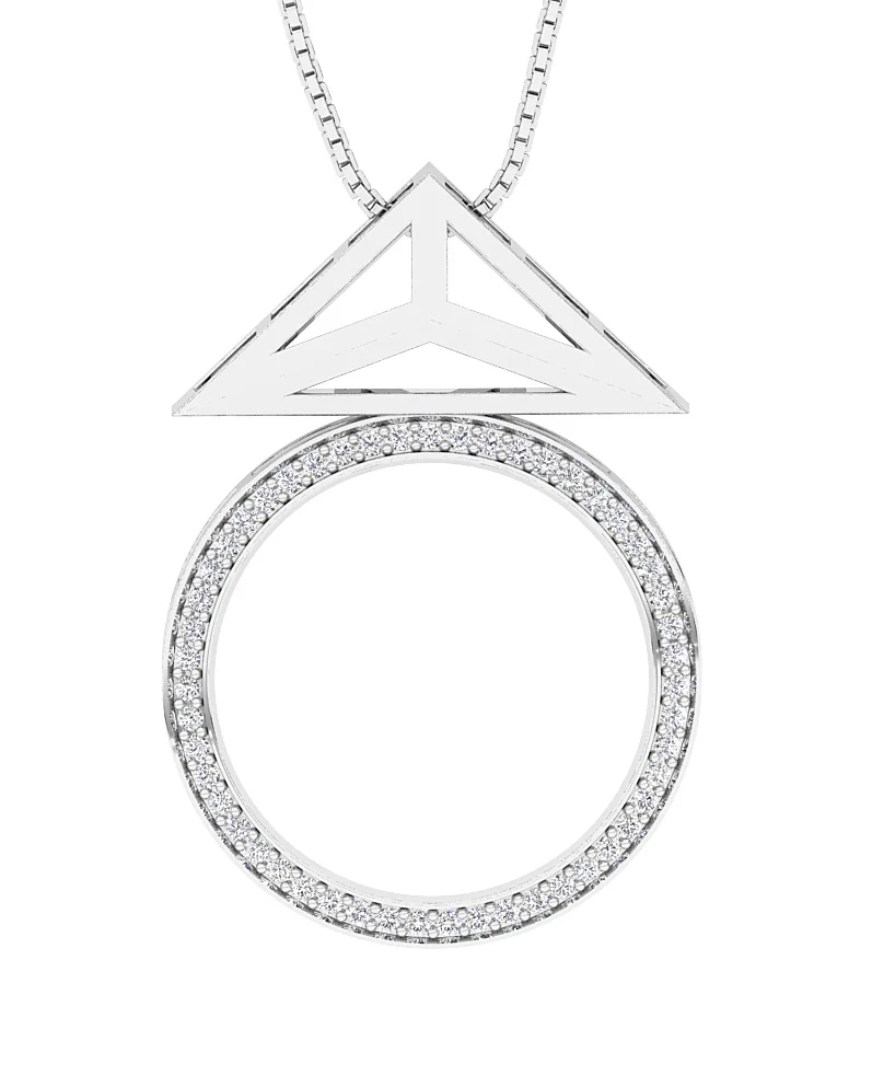 The Ethan Fashion Circle Pendant 14k Two-Tone Gold Natural Diamond Prong Set - Image 3