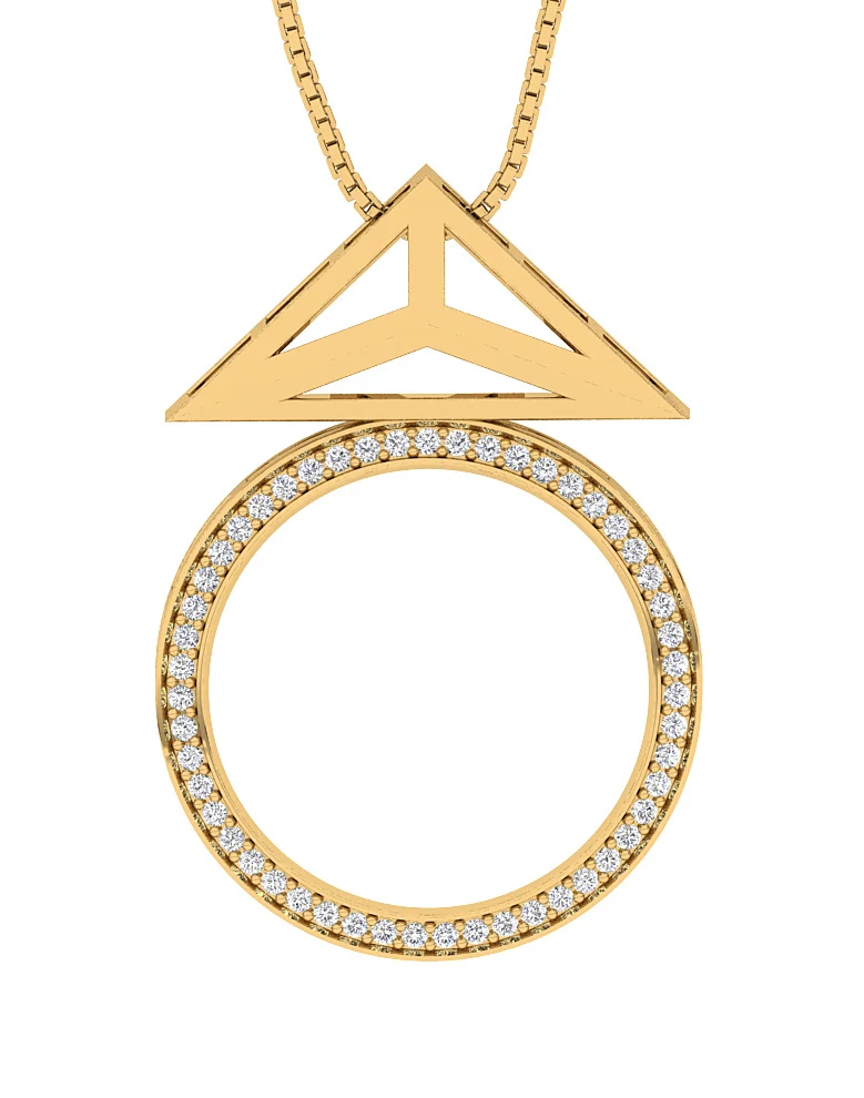 The Ethan Fashion Circle Pendant 14k Two-Tone Gold Natural Diamond Prong Set - Image 4