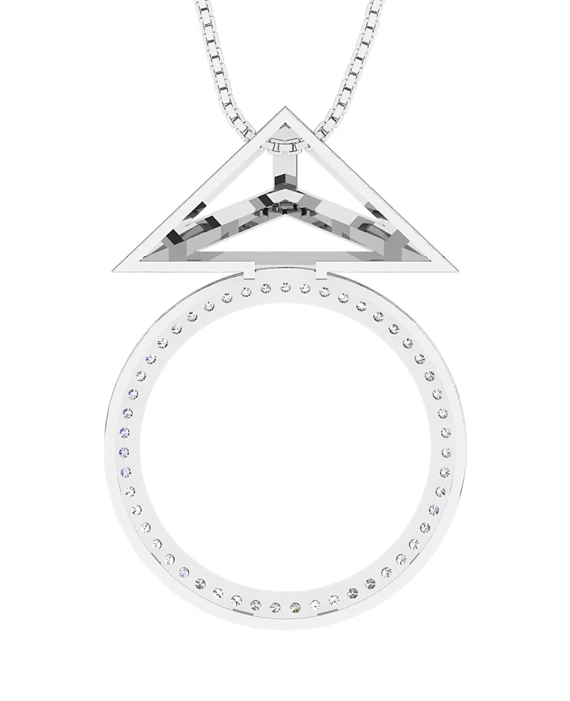 The Ethan Fashion Circle Pendant 14k Two-Tone Gold Natural Diamond Prong Set - Image 6