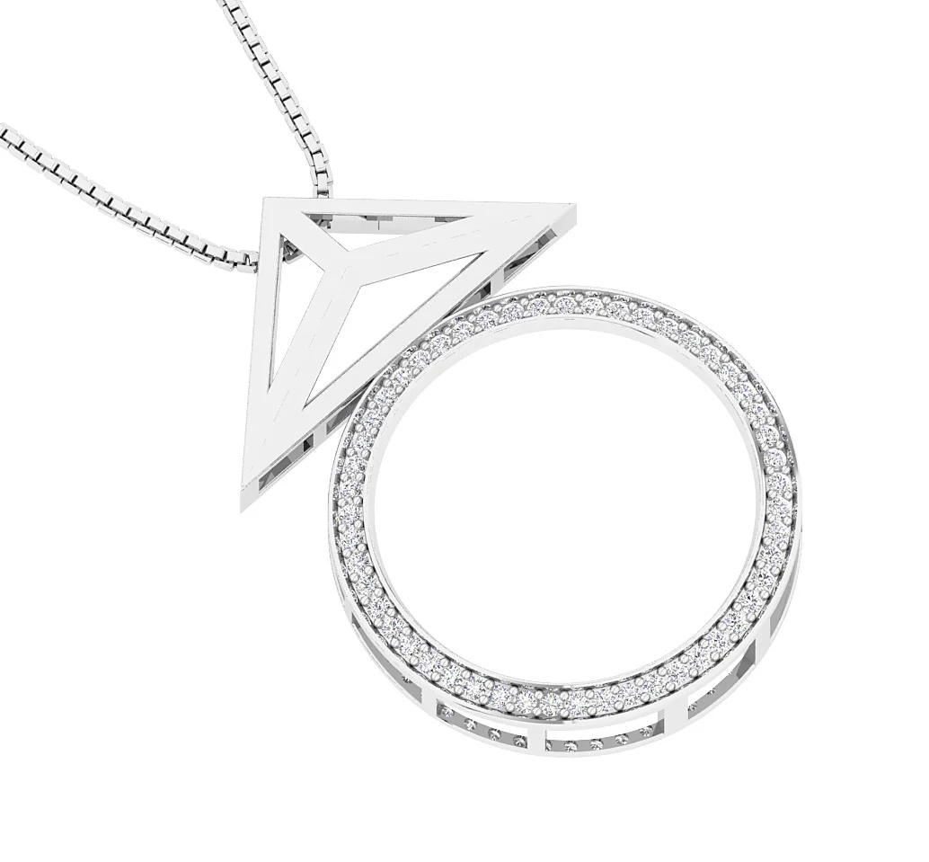 The Ethan Fashion Circle Pendant 14k Two-Tone Gold Natural Diamond Prong Set - Image 7