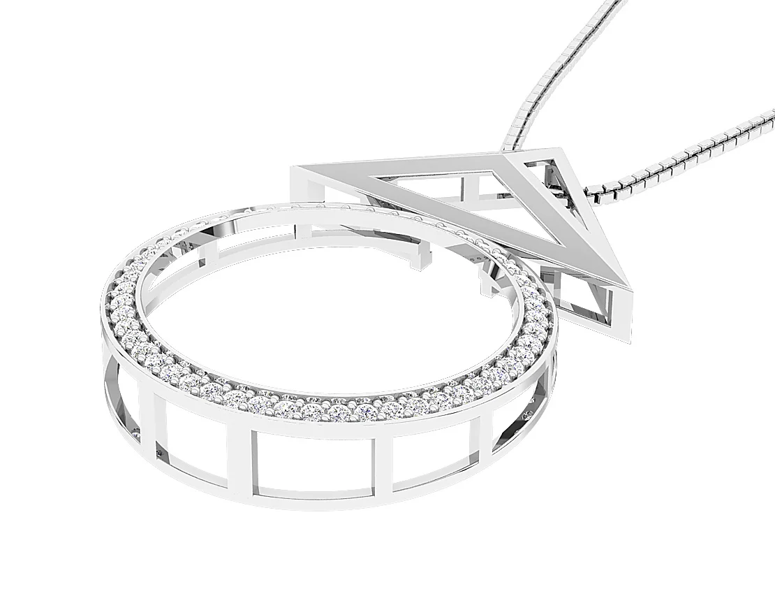 The Ethan Fashion Circle Pendant 14k Two-Tone Gold Natural Diamond Prong Set - Image 8