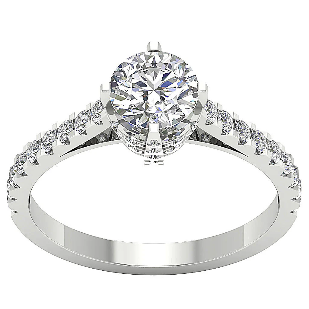 The Eva 14k Solid Gold Sparkly Round Diamond Solitaire Anniversary Ring For Her - Image 4