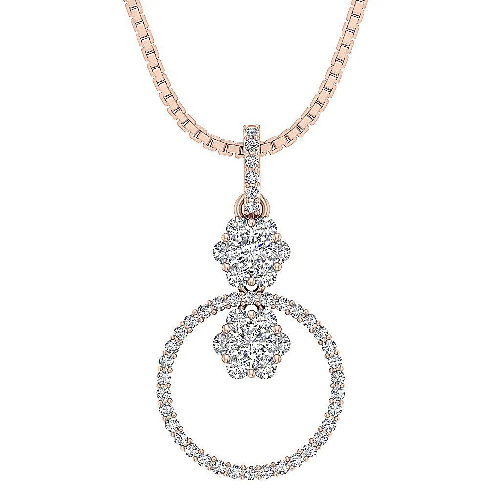 The Evan Natural Diamond 14K Rose Gold Circle Fashion Pendant Prong Set