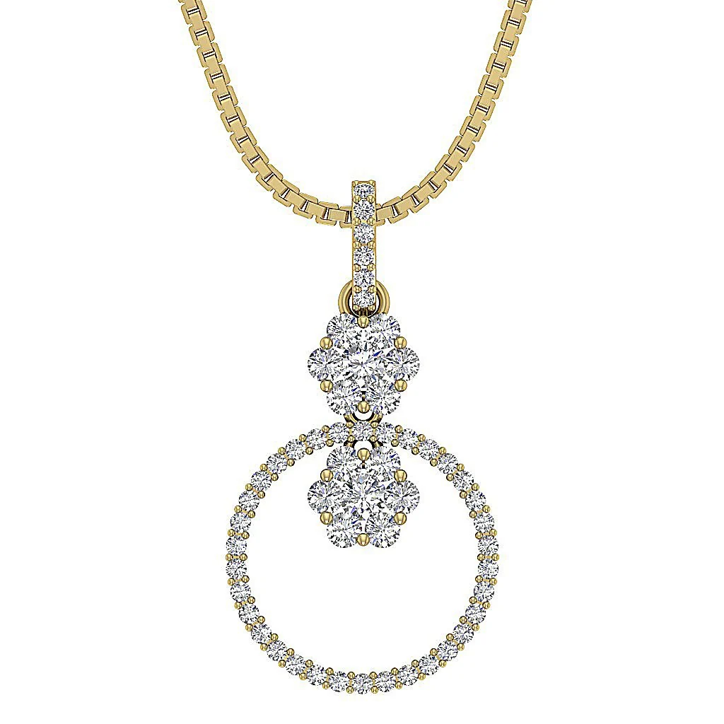 The Evan Natural Diamond 14K Rose Gold Circle Fashion Pendant Prong Set - Image 2