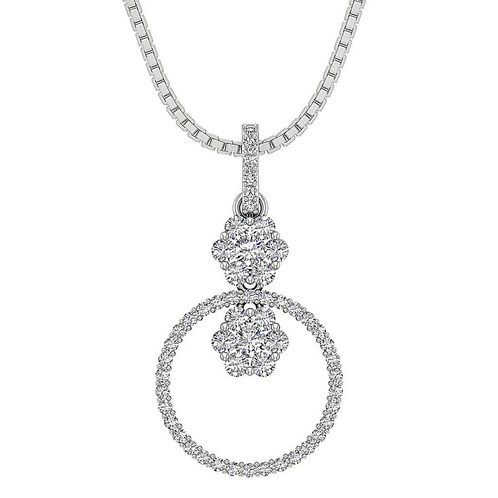 The Evan Natural Diamond 14K Rose Gold Circle Fashion Pendant Prong Set - Image 3