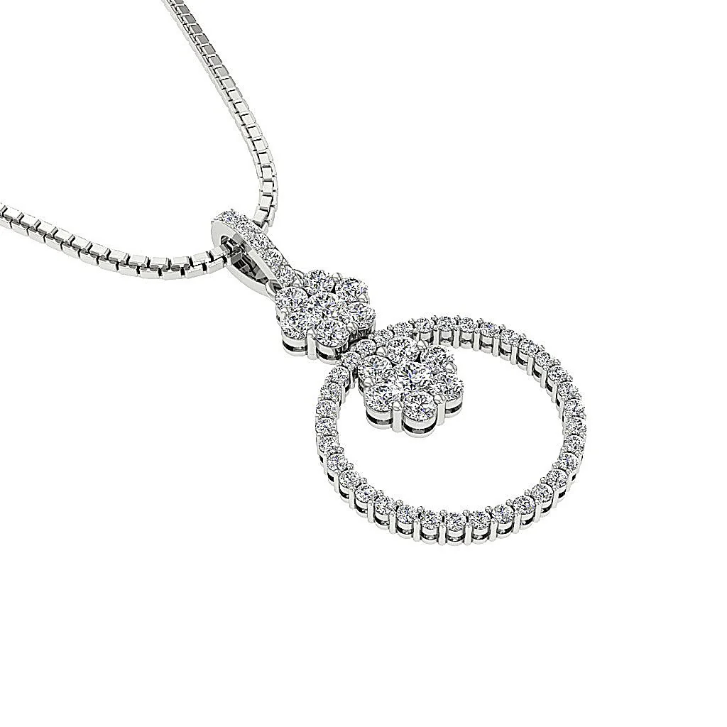 The Evan Natural Diamond 14K Rose Gold Circle Fashion Pendant Prong Set - Image 4