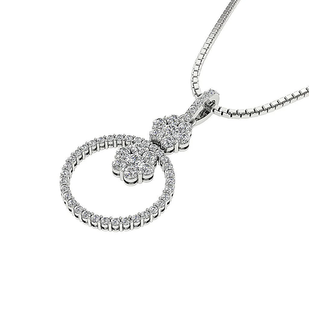 The Evan Natural Diamond 14K Rose Gold Circle Fashion Pendant Prong Set - Image 5