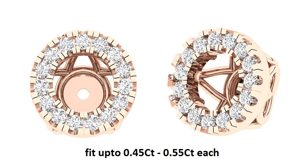 I1/SI1/VS1/VVS1 0.45Carat Genuine Diamond Jacket Earring 14K Rose Gold Prong Set