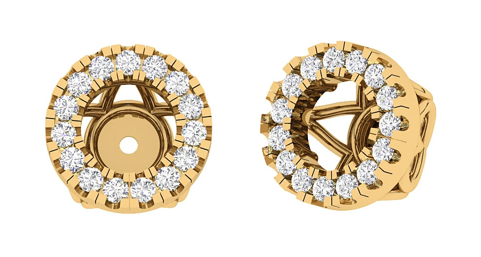 I1/SI1/VS1/VVS1 0.45Carat Genuine Diamond Jacket Earring 14K Rose Gold Prong Set - Image 3