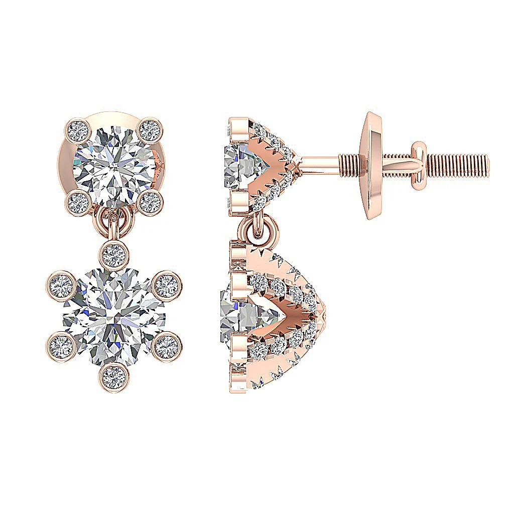 The Everett 14K White Gold Natural Diamond Solitaire Fashion Stud Earring Screw Back - Image 4