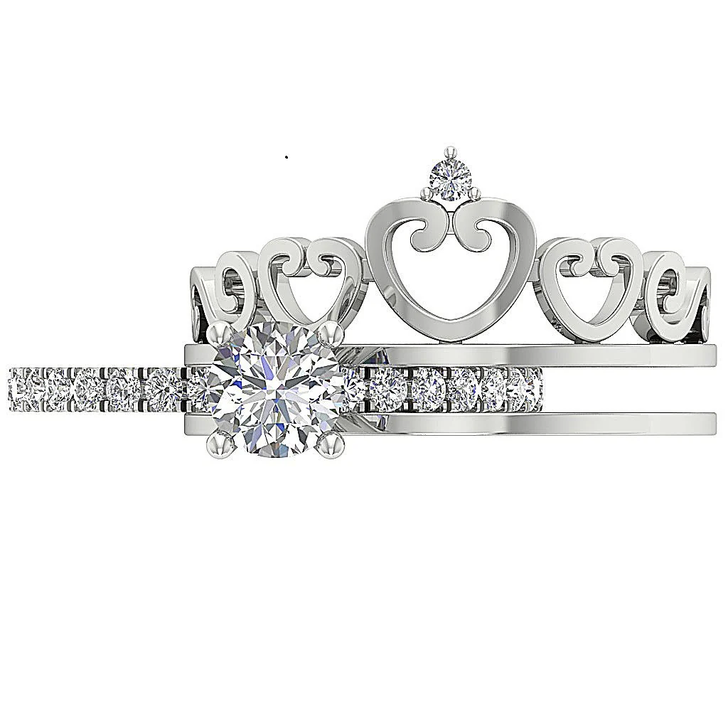 The Everett Beautiful Crown Bridal Wedding Ring Set 14k Solid Gold Round Cut Diamond For Her - Image 10