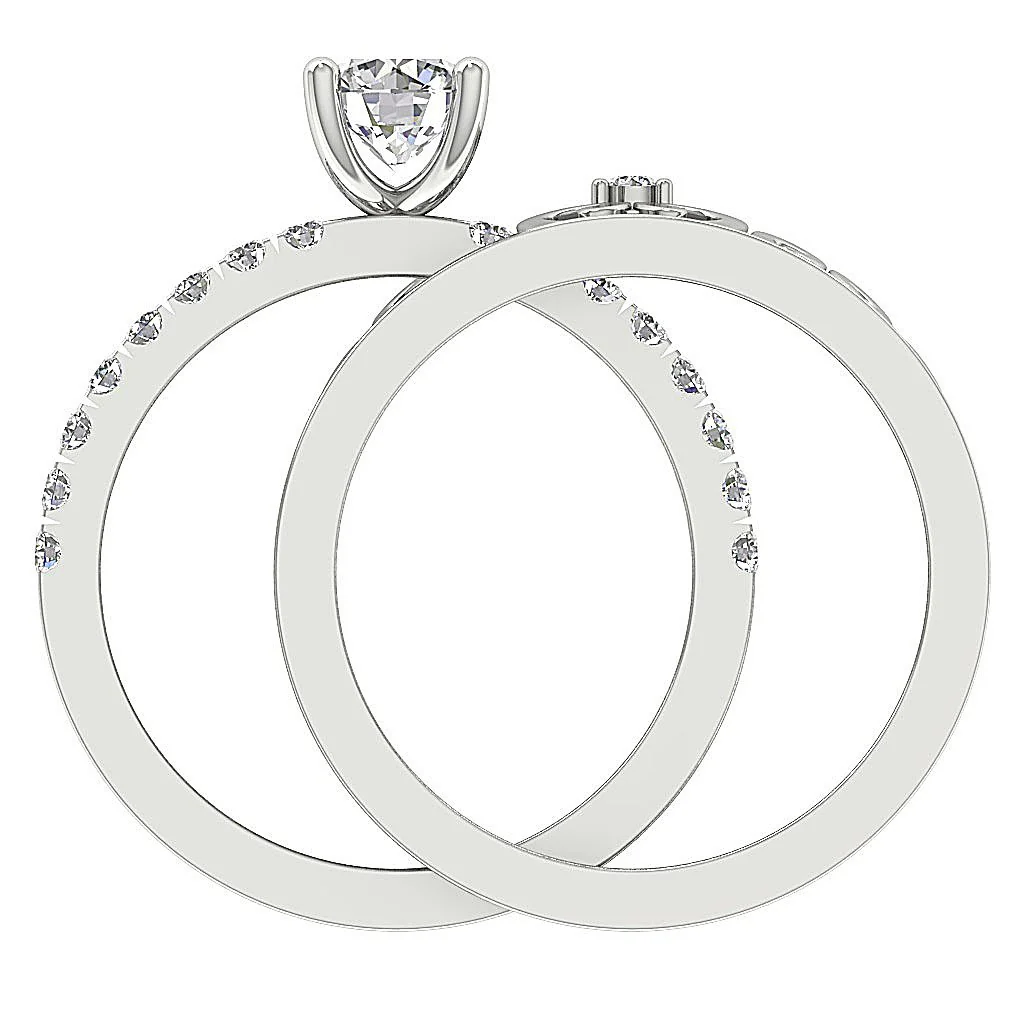 The Everett Beautiful Crown Bridal Wedding Ring Set 14k Solid Gold Round Cut Diamond For Her - Image 11