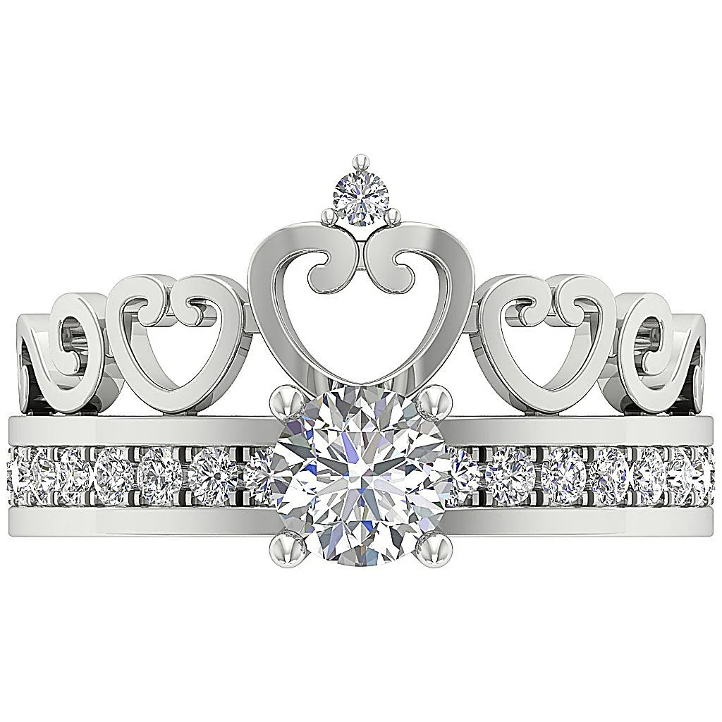 The Everett Beautiful Crown Bridal Wedding Ring Set 14k Solid Gold Round Cut Diamond For Her - Image 13