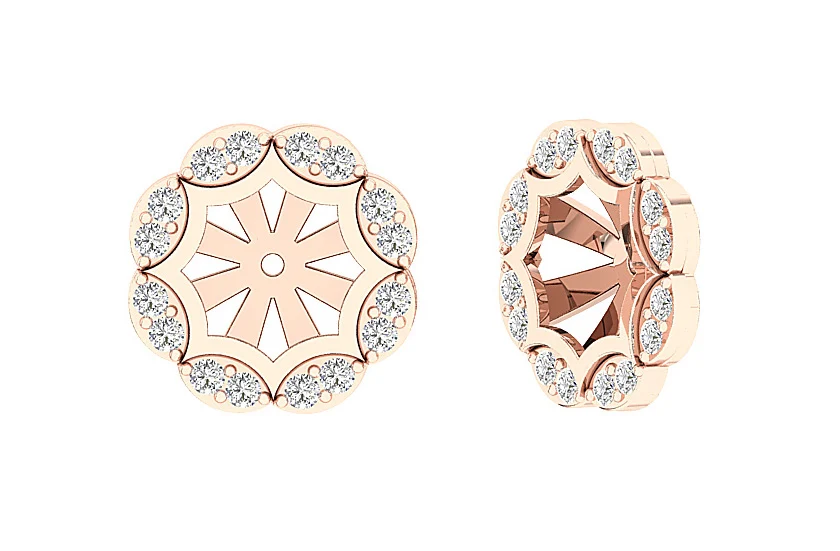 I1/SI1/VS1/VVS1 0.60Ct Genuine Diamond Designer Jacket Earring 14K Solid Gold 12.40 mm - Image 3