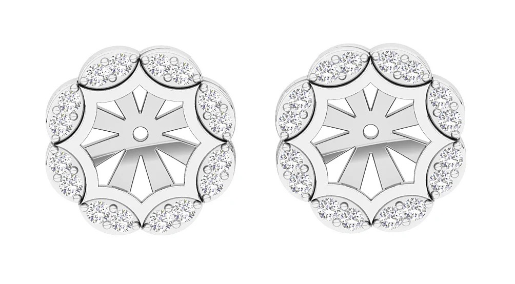 I1/SI1/VS1/VVS1 0.60Ct Genuine Diamond Designer Jacket Earring 14K Solid Gold 12.40 mm - Image 4