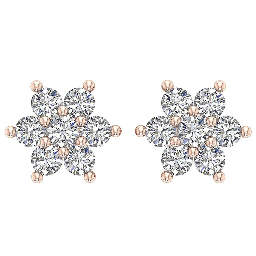 The Ezekiel 14K Solid Gold Natural Diamond Designer Studs Earrings Prong Set Screw Back - Image 3
