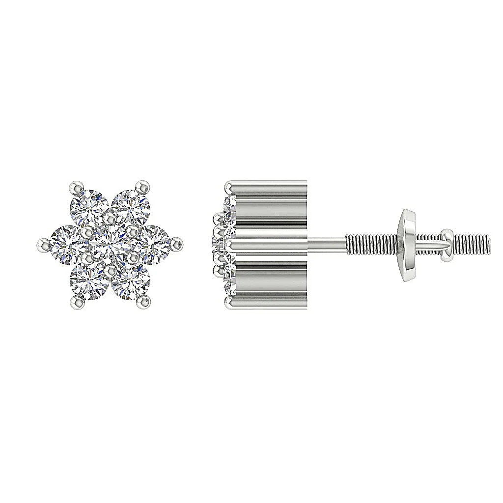 The Ezekiel 14K Solid Gold Natural Diamond Designer Studs Earrings Prong Set Screw Back - Image 4