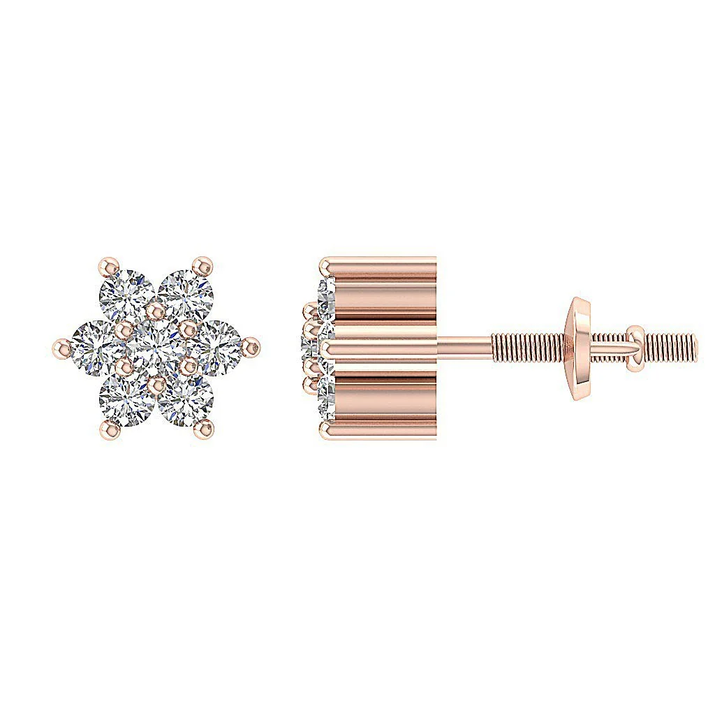 The Ezekiel 14K Solid Gold Natural Diamond Designer Studs Earrings Prong Set Screw Back - Image 6
