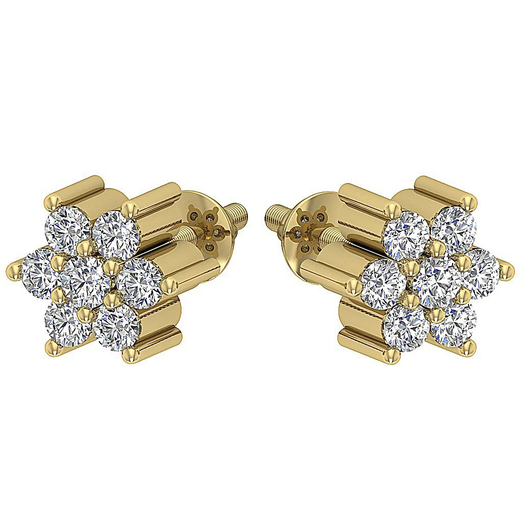 The Ezekiel 14K Solid Gold Natural Diamond Designer Studs Earrings Prong Set Screw Back - Image 8