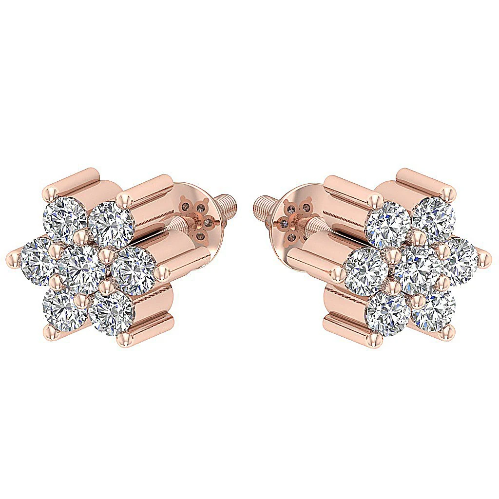 The Ezekiel 14K Solid Gold Natural Diamond Designer Studs Earrings Prong Set Screw Back - Image 9