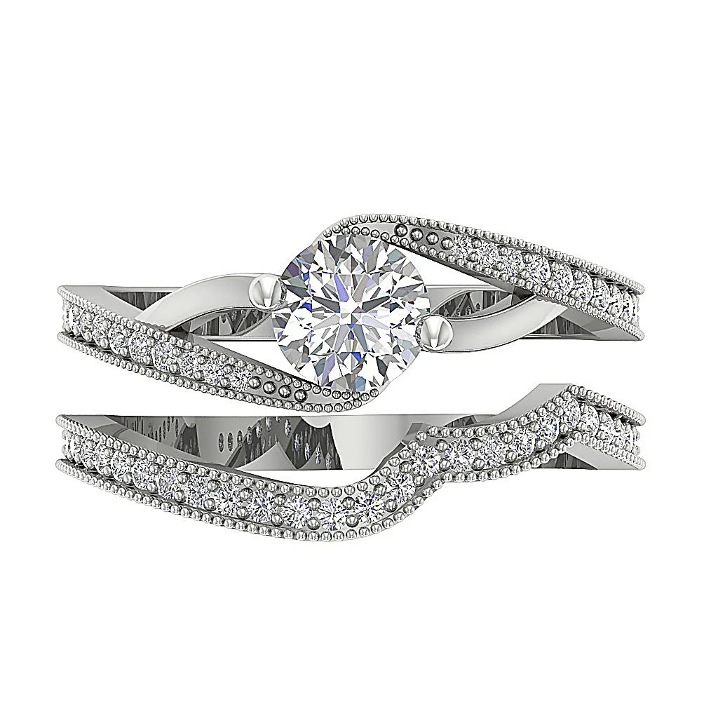 The Ezekiel 14k Yellow Gold Natural Diamond Bridal Engagement Ring Set For Her - Image 8